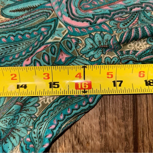 Anthropologie Boemo Maxi Dress M Teal Paisley Tiered Boho CottageTassles - Picture 8 of 10